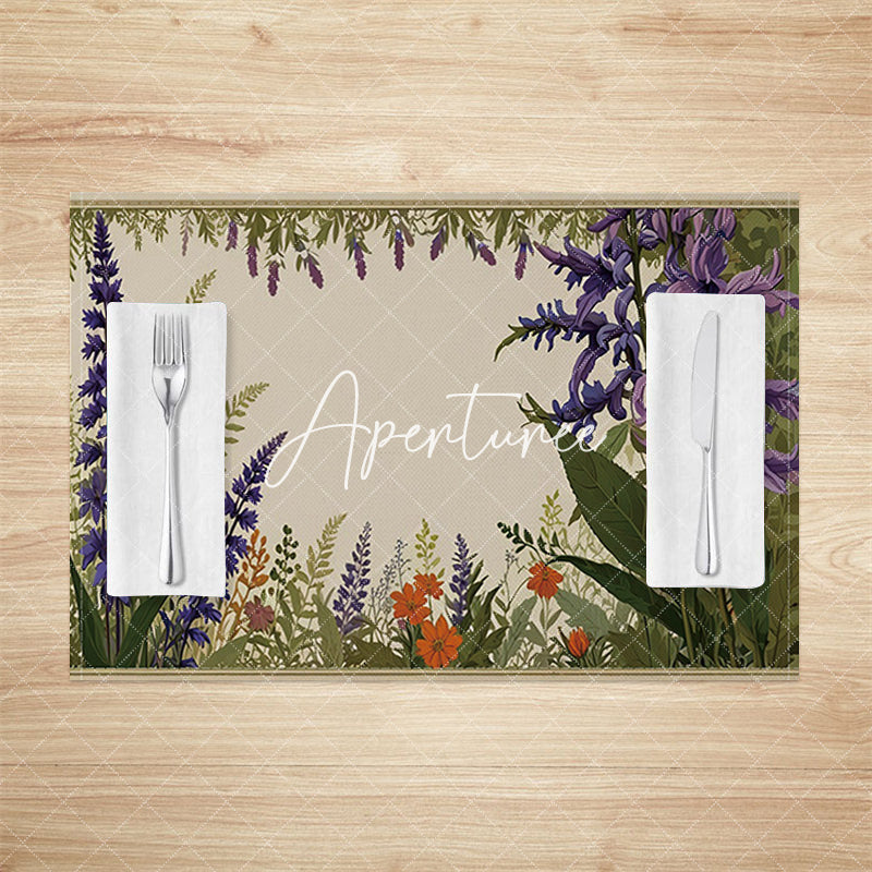 Aperturee - Aperturee Vintage Painted Wildflower Plant Set Of 4 Placemats