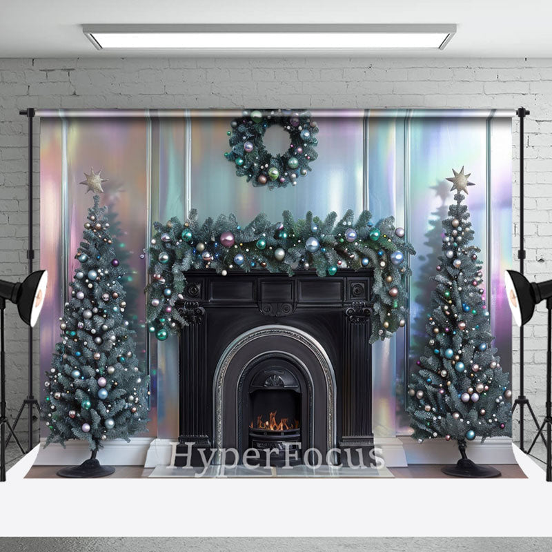 Aperturee - Aperturee Vintage Rainbow Wall Fireplace Christmas Backdrop