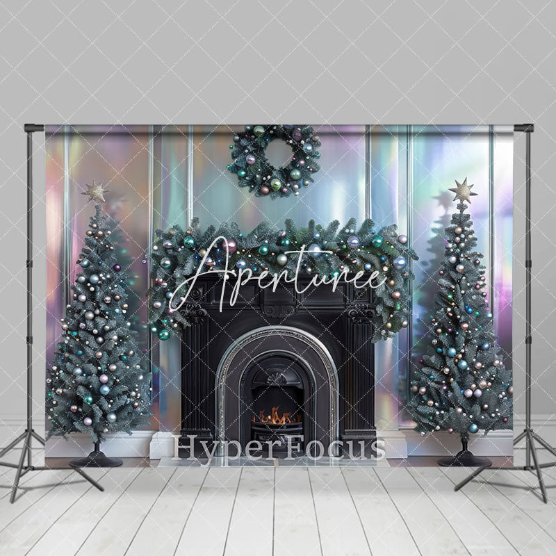 Aperturee - Aperturee Vintage Rainbow Wall Fireplace Christmas Backdrop