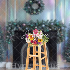 Aperturee - Aperturee Vintage Rainbow Wall Fireplace Christmas Backdrop