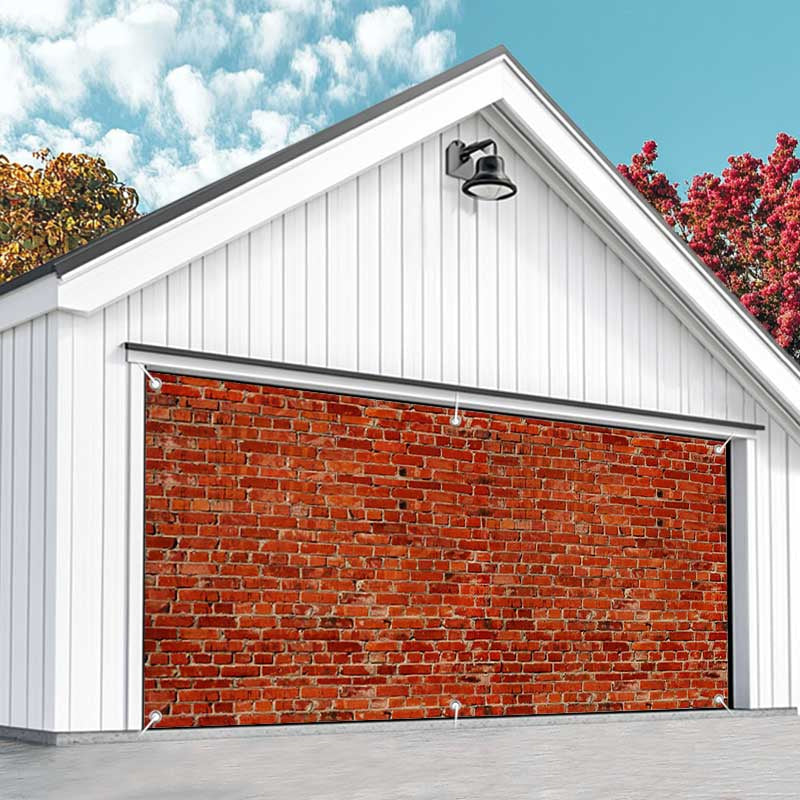 Aperturee - Aperturee Vintage Red Brick Wall Texture Garage Door Banner