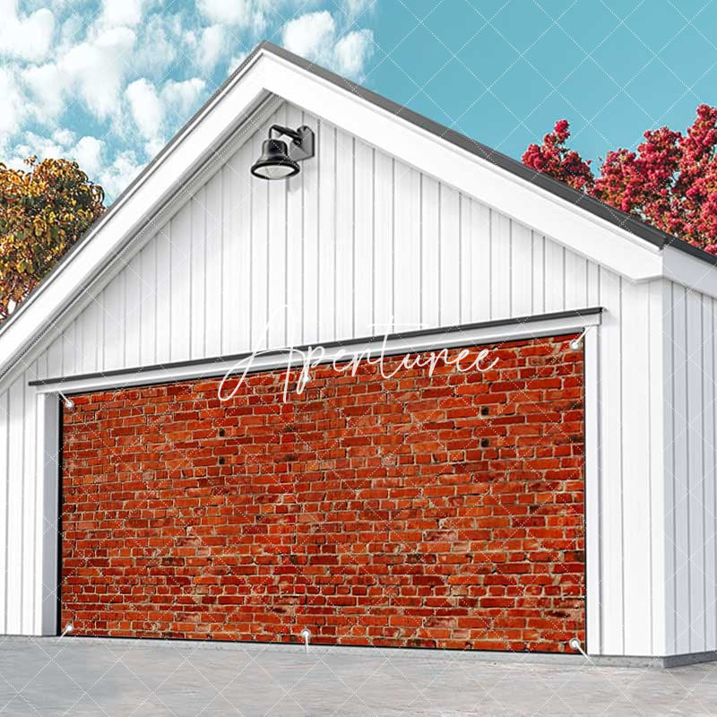 Aperturee - Aperturee Vintage Red Brick Wall Texture Garage Door Banner