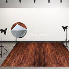 Aperturee - Aperturee Vintage Red Brown Wood Grain Fabric Floor Backdrop