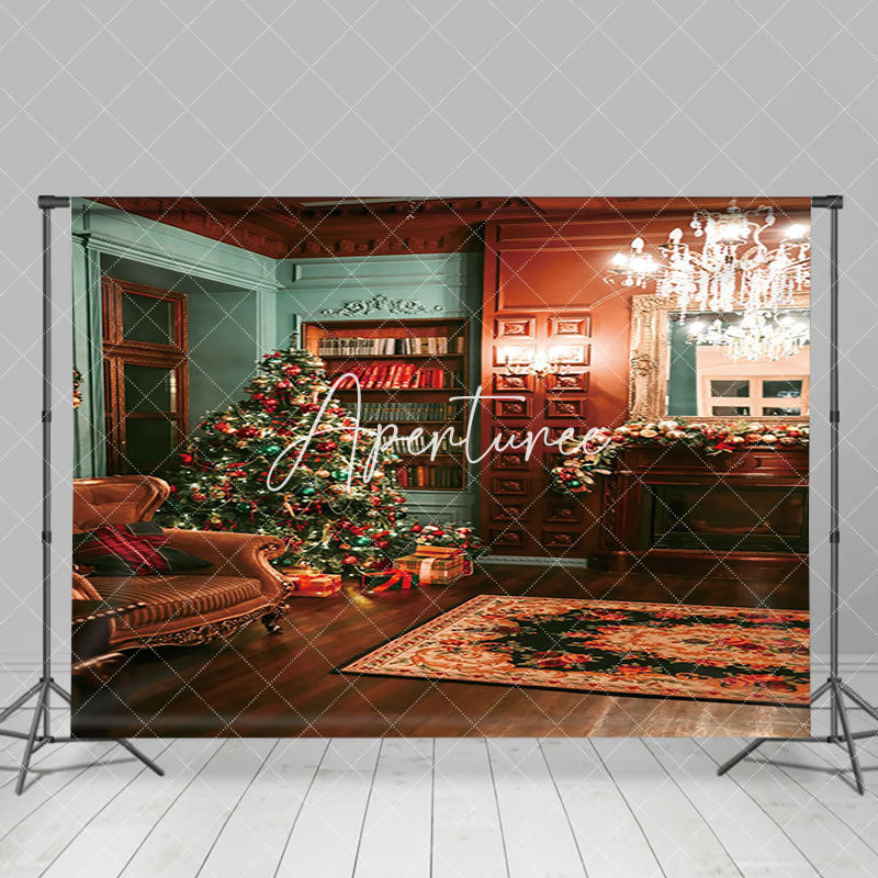 Aperturee - Aperturee Vintage Red Green Room Festive Christmas Backdrop