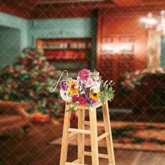 Aperturee - Aperturee Vintage Red Green Room Festive Christmas Backdrop