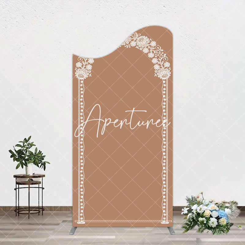 Aperturee - Aperturee Vintage Romantic White Lace Wedding Arch Backdrop