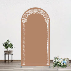 Aperturee - Aperturee Vintage Romantic White Lace Wedding Arch Backdrop