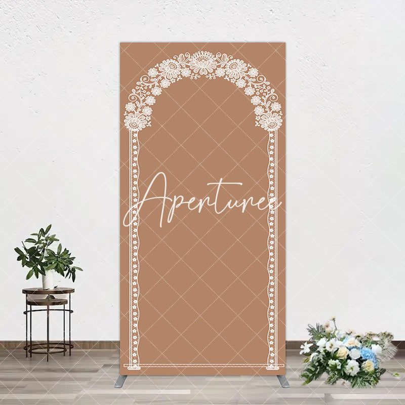 Aperturee - Aperturee Vintage Romantic White Lace Wedding Arch Backdrop