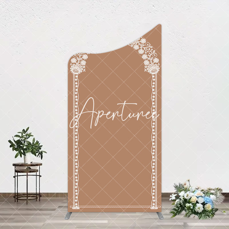 Aperturee - Aperturee Vintage Romantic White Lace Wedding Arch Backdrop