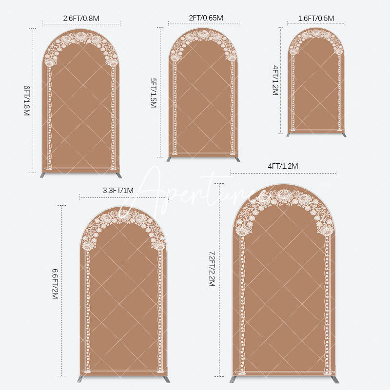 Aperturee - Aperturee Vintage Romantic White Lace Wedding Arch Backdrop