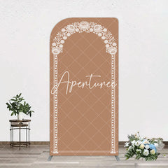 Aperturee - Aperturee Vintage Romantic White Lace Wedding Arch Backdrop