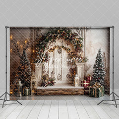 Aperturee - Aperturee Vintage Wall Wreath Berry Arch Christmas Backdrop