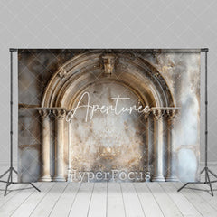 Aperturee - Aperturee Vintage White Beige Arch Door Wall Photo Backdrop