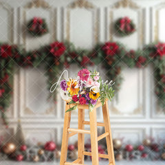 Aperturee - Aperturee Vintage White Gold Wall Festive Christmas Backdrop