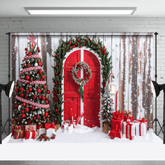 Aperturee - Aperturee Vintage Wood Wreath Door Xmas Tree Gift Backdrop