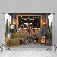 Aperturee - Aperturee Vintage Wooden Stable Cowboy Cake Smash Backdrop