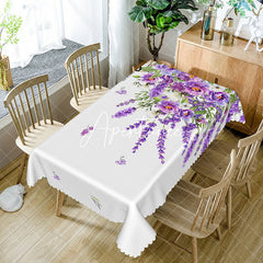 Aperturee - Aperturee Violet Purple Morden Rectangle Tablecloth For Home