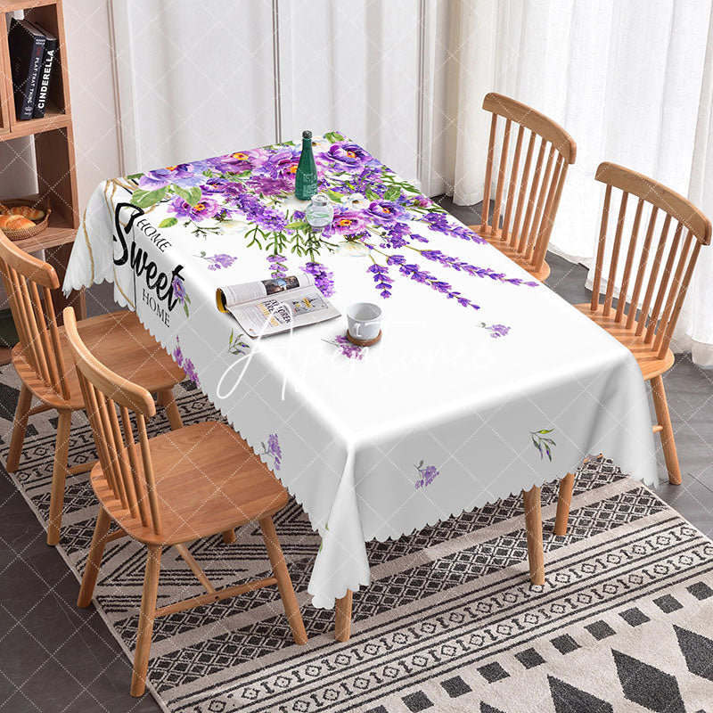 Aperturee - Aperturee Violet Purple Morden Rectangle Tablecloth For Home