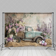 Aperturee - Aperturee Violet Truck Haystack Eggs Vintage Easter Backdrop