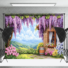 Aperturee - Aperturee Violet Wisteria House Natural Forest Spring Backdrop