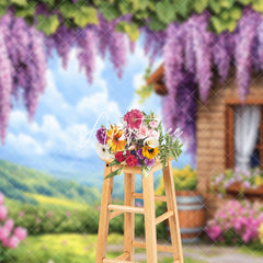 Aperturee - Aperturee Violet Wisteria House Natural Forest Spring Backdrop