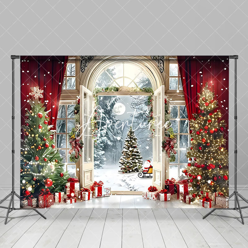 Aperturee - Aperturee Warm Christmas Cottage In The Forest Photo Backdrop