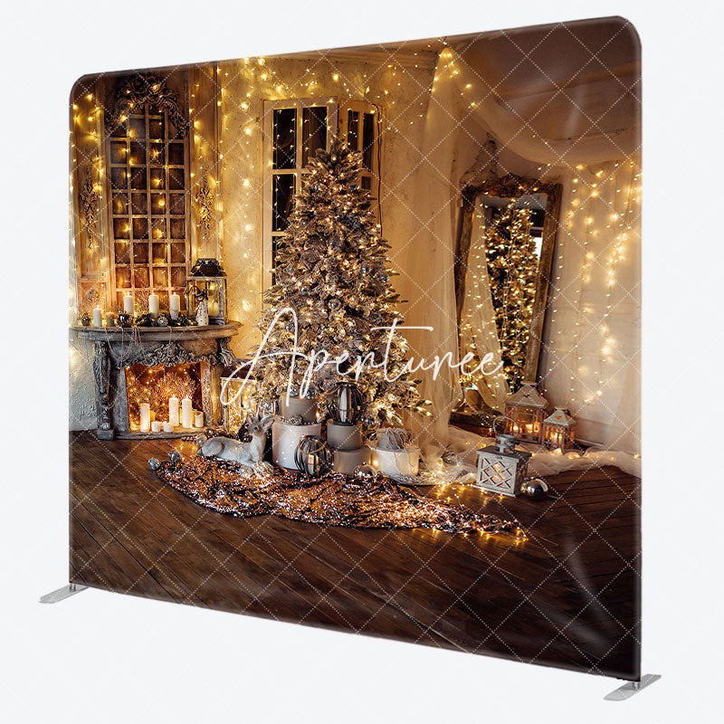 Aperturee - Aperturee Warm Christmas Tree Light Tension Fabric Backdrop