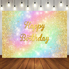 Aperturee - Aperturee Warm Golden Rainbow Gradient Happy Birthday backdrop