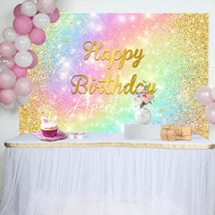 Aperturee - Aperturee Warm Golden Rainbow Gradient Happy Birthday backdrop