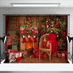 Aperturee - Aperturee Warm Indoor Room Fireplace Festive Christmas Backdrop