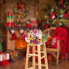 Aperturee - Aperturee Warm Indoor Room Fireplace Festive Christmas Backdrop