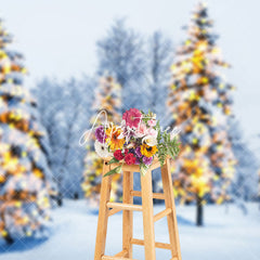 Aperturee - Aperturee Warm Light Bokeh Pine Tree Winter Christmas Backdrop