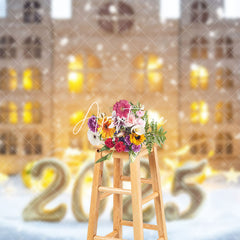 Aperturee - Aperturee Warm Light Buildings Snowy 2025 New Year Backdrop