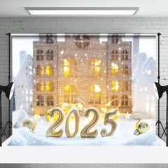 Aperturee - Aperturee Warm Light Buildings Snowy 2025 New Year Backdrop