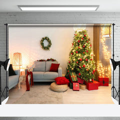 Aperturee - Aperturee Warm Light Christmas Tree Gift Sofa Xmas Backdrop