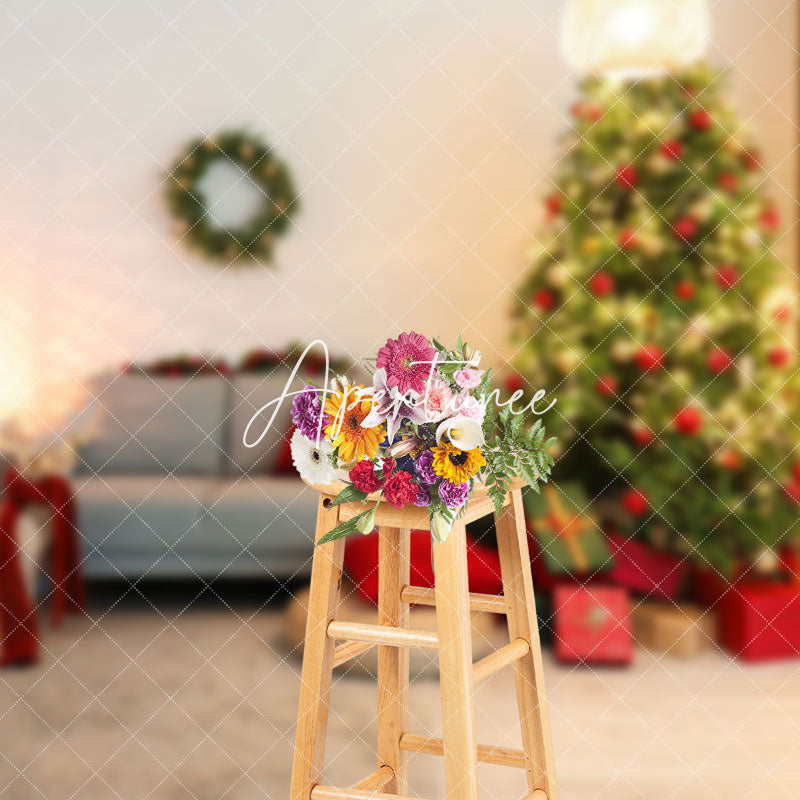 Aperturee - Aperturee Warm Light Christmas Tree Gift Sofa Xmas Backdrop