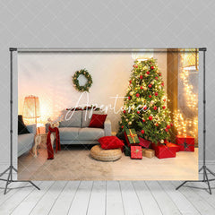 Aperturee - Aperturee Warm Light Christmas Tree Gift Sofa Xmas Backdrop