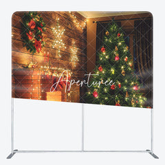 Aperturee - Aperturee Warm Light Fireplace Xmas Tree Pillow Cover Backdrop