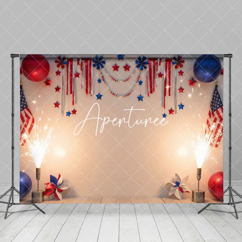 Aperturee - Aperturee Warm Light Rwb Independence Day Cake Smash Backdrop