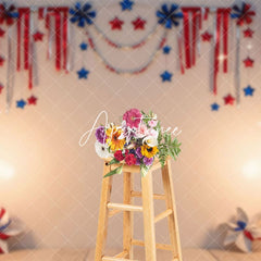 Aperturee - Aperturee Warm Light Rwb Independence Day Cake Smash Backdrop