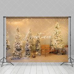 Aperturee - Aperturee Warm Light Twinkling Xmas Trees Christmas Backdrop