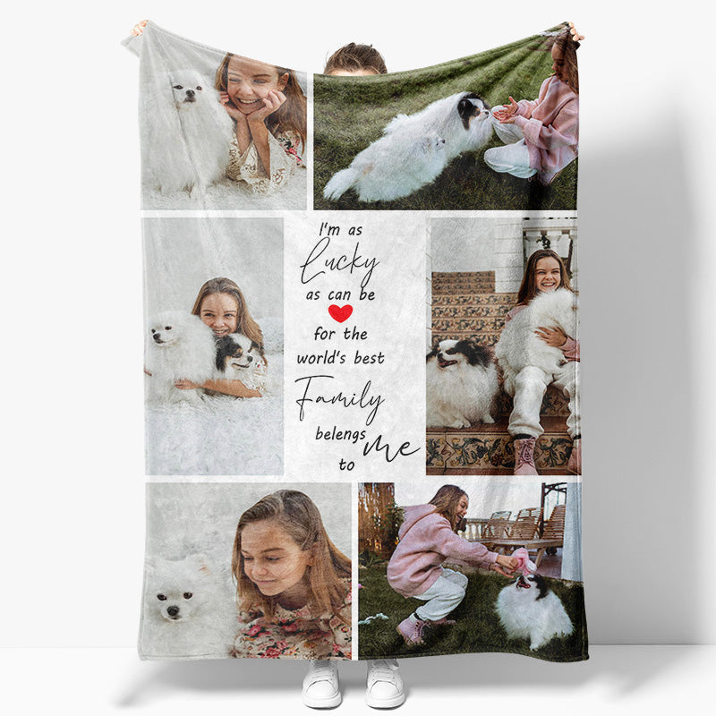 Aperturee - Aperturee Warm Pet With Family Personalized Photo Blanket