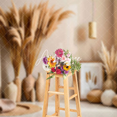 Aperturee - Aperturee Warm Quiet Room Beige Boho Photography Backdrop