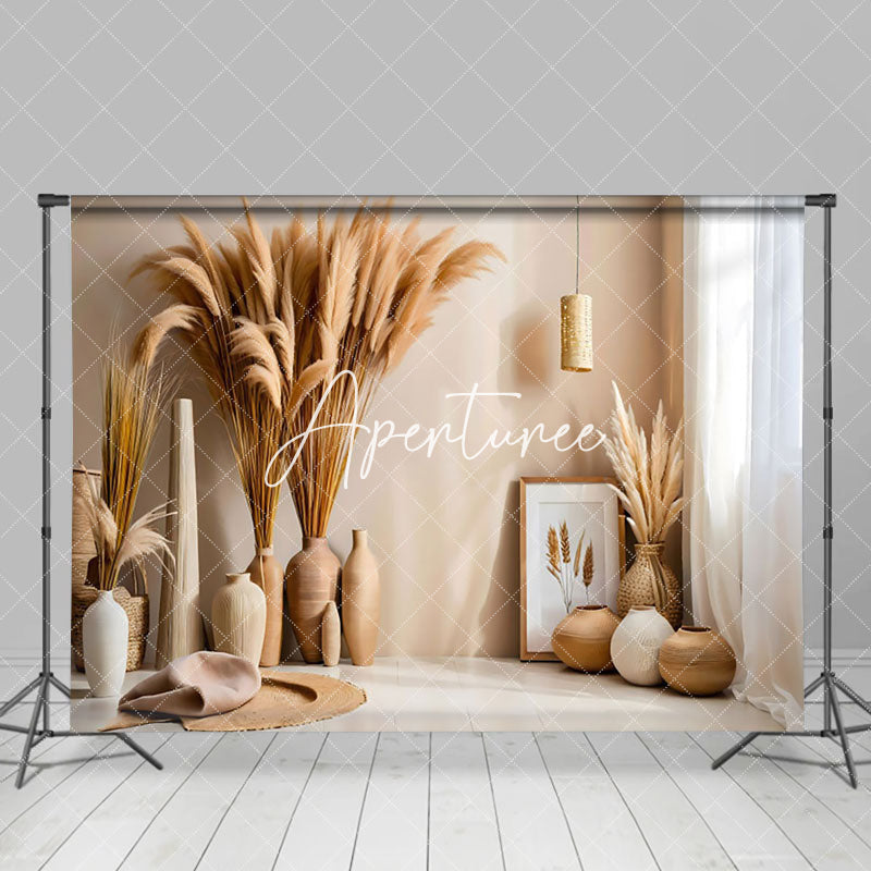 Aperturee - Aperturee Warm Quiet Room Beige Boho Photography Backdrop