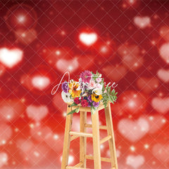 Aperturee - Aperturee Warm Red Hearts Gradient Stars Romantic Backdrop