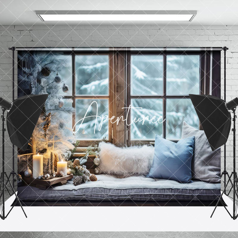 Aperturee - Aperturee Warm Room Sofa Candlelight Merry Christmas Backdrop