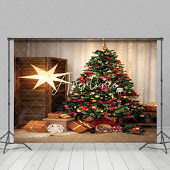 Aperturee - Aperturee Warm Room Star Twinkle Xmas Tree Christmas Backdrop