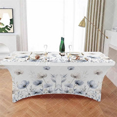 Aperturee - Aperturee Watercolor Blossom Poppy Flower Stretch Table Cover