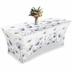 Aperturee - Aperturee Watercolor Blossom Poppy Flower Stretch Table Cover