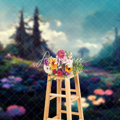 Aperturee - Aperturee Watercolor Floral Sky Fairy Wonderland Photo Backdrop